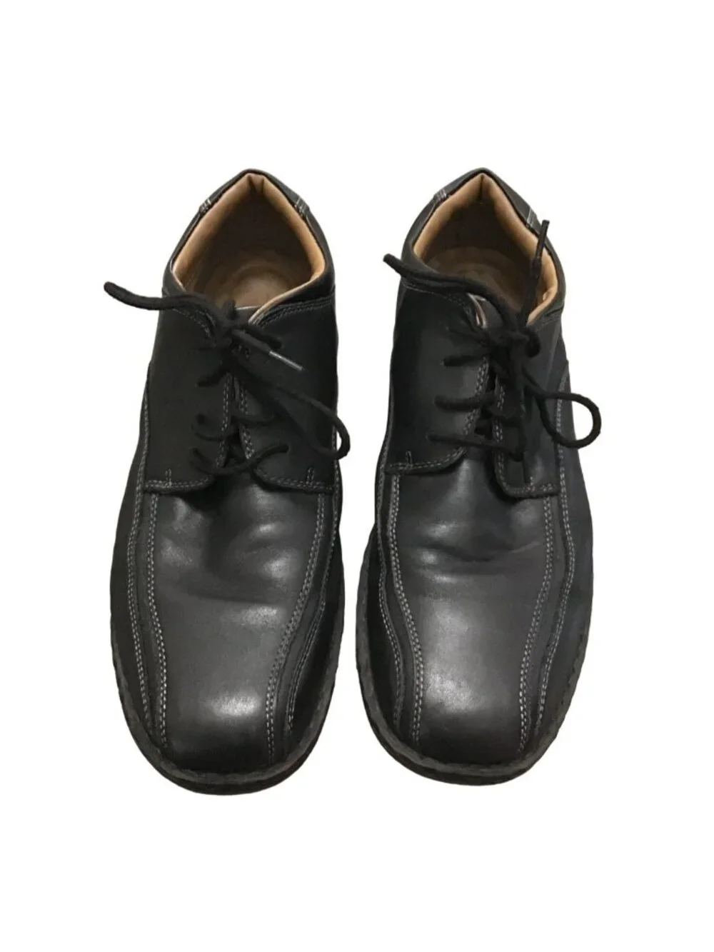 G.H. BASS & CO. -MENS BLACK OXFORDS LEATHER UPPERS LACE UPCASUAL DRESS SHOES SIZ